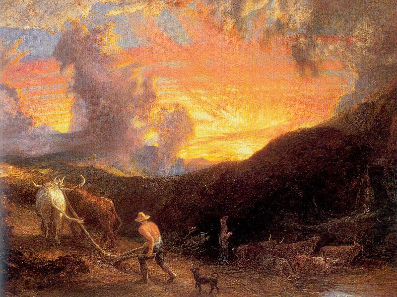 Palmer, Samuel Ploughing at Sunset china oil painting image